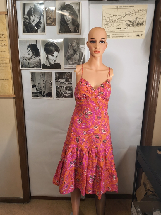GAP Dresses & Skirts - GAP Y2K 2006 Pink Orange Floral Drop Waist Dress Size 2